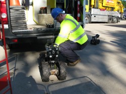 Drain Survey close up main line crawler