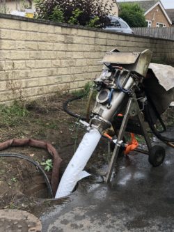KrasoSluice Inversion Drum used to rehabilitate sewer on residential street in Doncaster